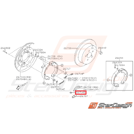 Ressort amortisseur frein a main SUBARU GT 97-00 WRX/STI 01-14