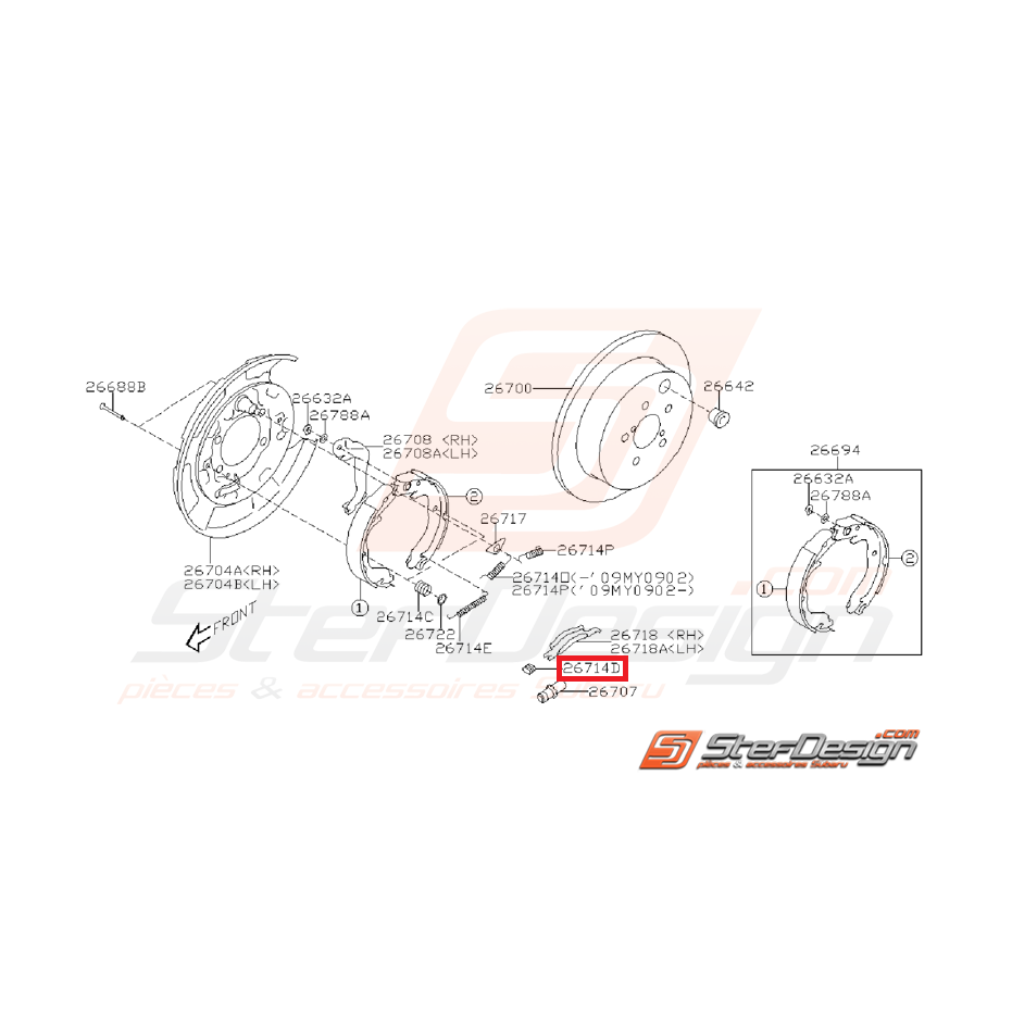 Ressort amortisseur frein a main SUBARU GT 97-00 WRX/STI 01-14
