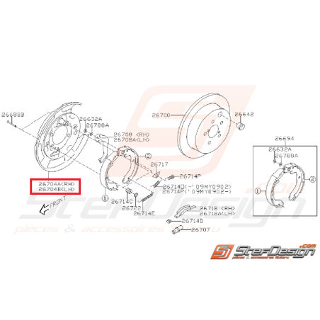 Flasque disque arrière subaru STI 08-14