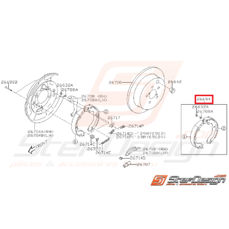 Mâchoires de frein a main origine subaru STI 08-14