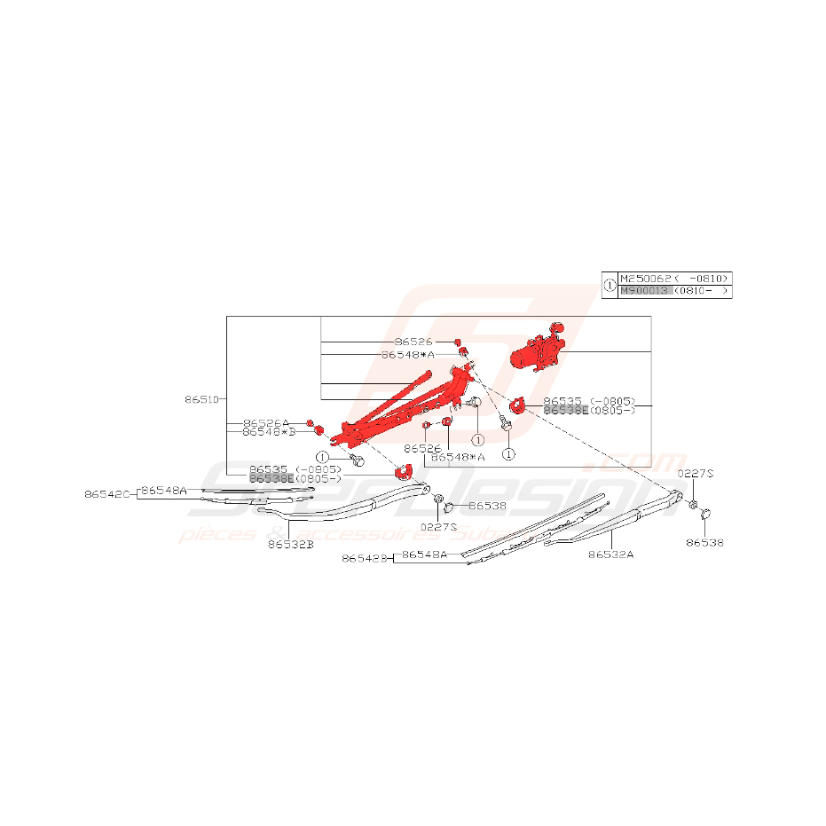 Mécanisme essuie glace avant pour subaru Legacy 2004