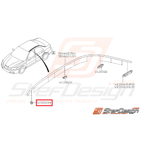 Agrafe de baguette de toit WRX/STI 01-07