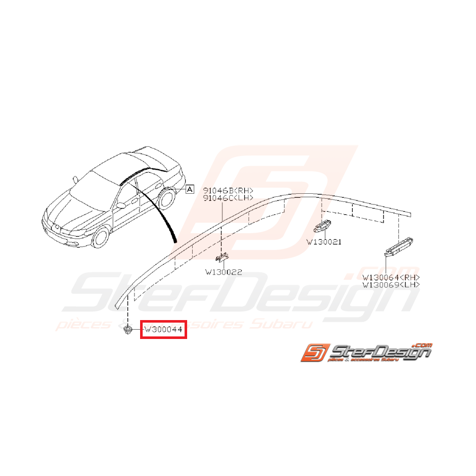 Agrafe de baguette de toit WRX/STI 01-07