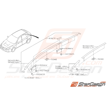 Ensemble baguette de toit STI 08-14 WRX 08-11