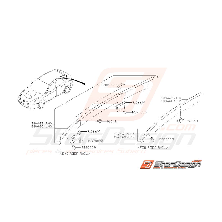 Ensemble baguette de toit STI 08-14 WRX 08-11