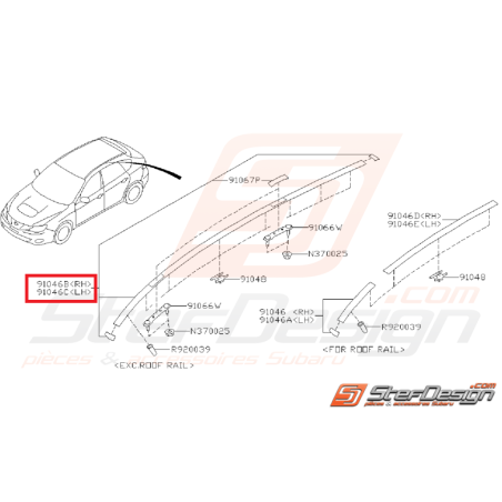 Baguette de toit pour subaru WRX/STI 08-10 