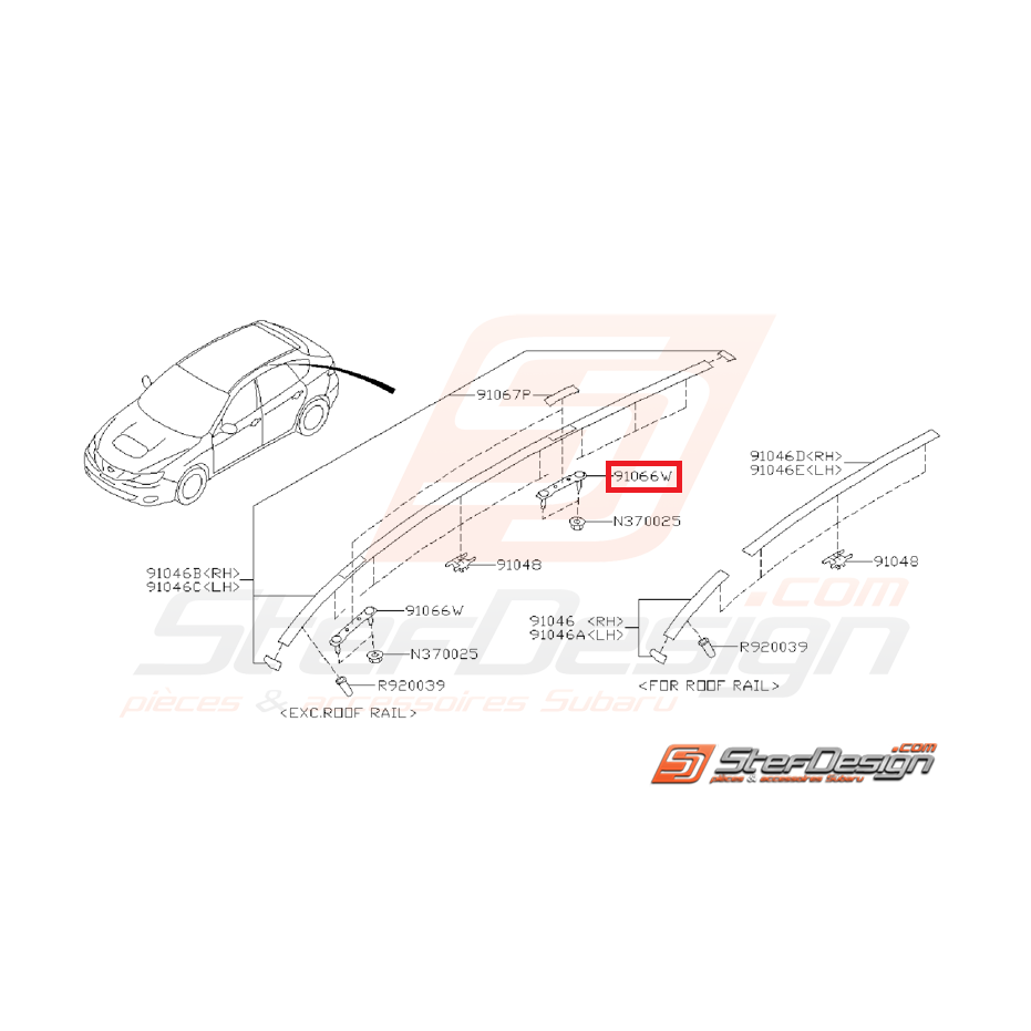 Support baguette de toit STI 08-14 WRX 08-11 