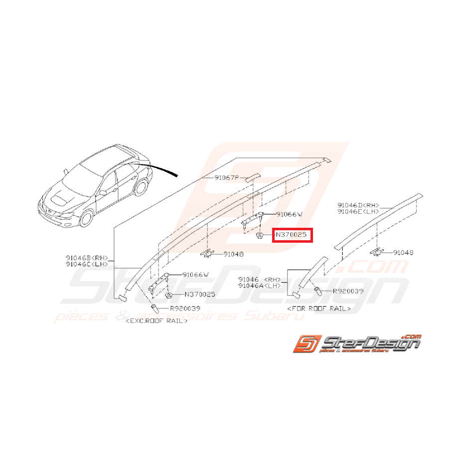 Écrou baguette de toit STI 08-14 WRX 08-11