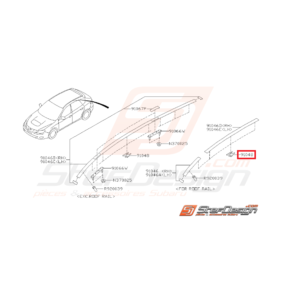 Agrafe baguette de toit STI 08-14 WRX 08-11
