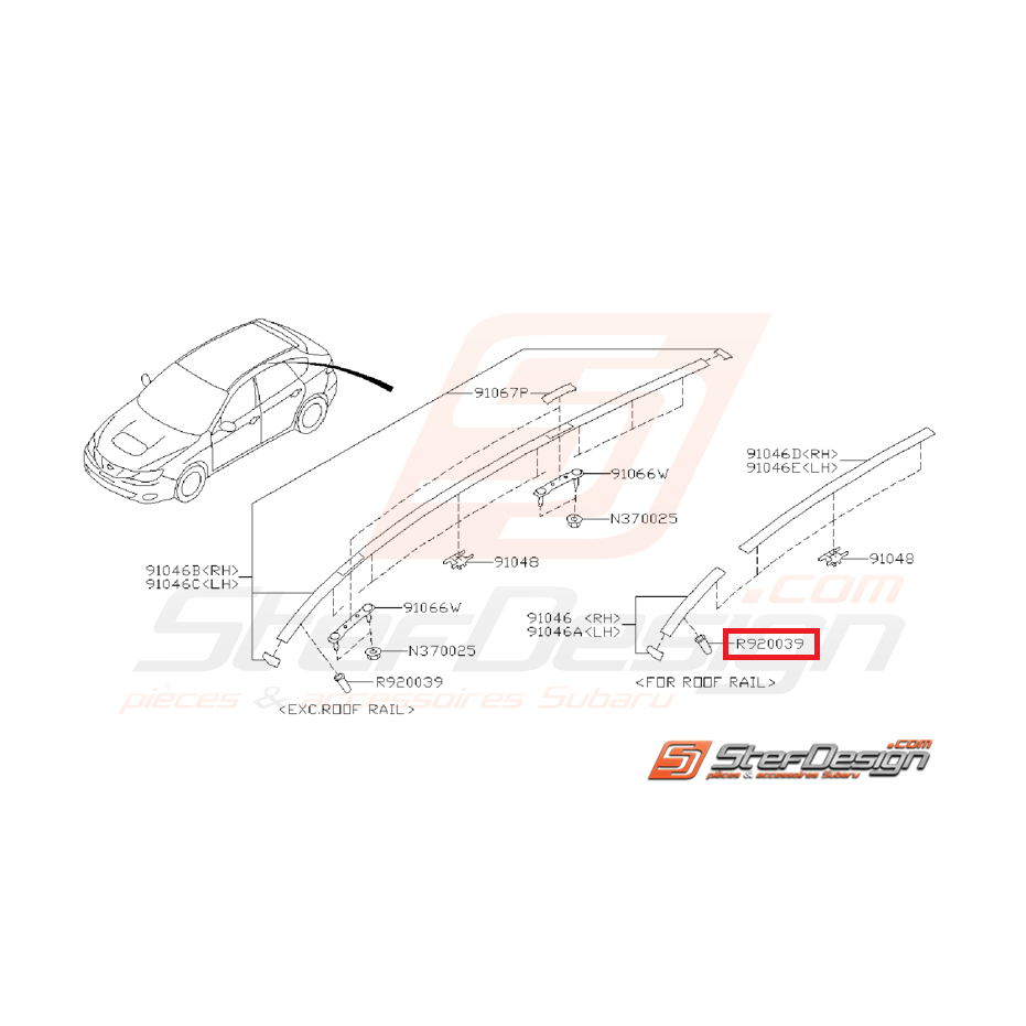 Rivet baguette de toit WRX/STI 08-11