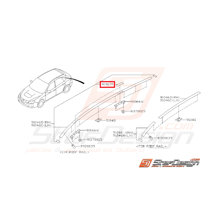 Capuchon baguette de toit STI 08-14 WRX 08-11