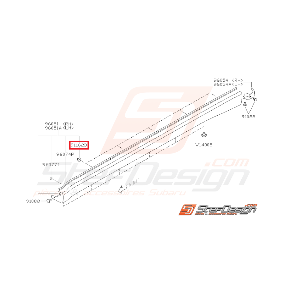 Agrafe garniture bas de caisse STI/WRX 01-07