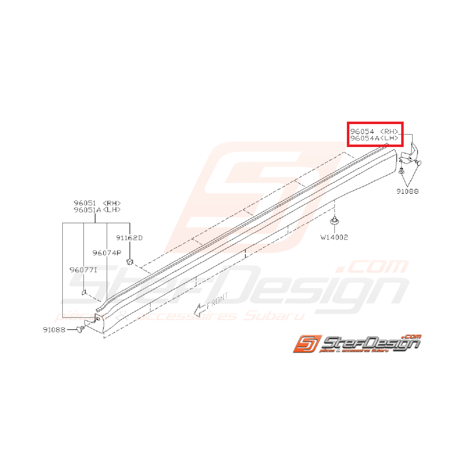 Couvercle extrémité bas de caisse WRX/STI 01-05