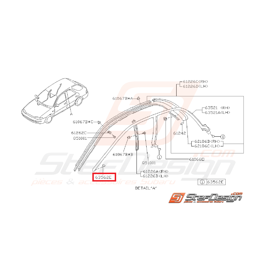 Clip de joint d'étanchéité SUBARU IMPREZA GT 97-00