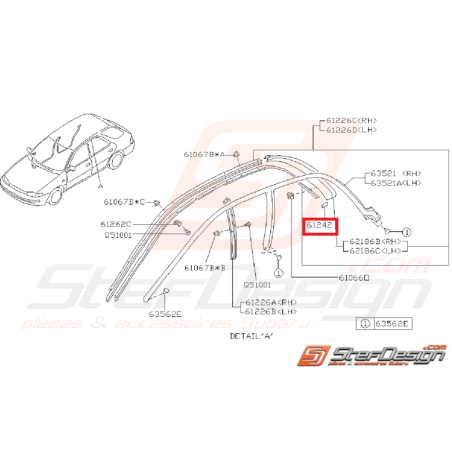 Retenue joint d'étanchéité SUBARU IMPREZA GT 93-00