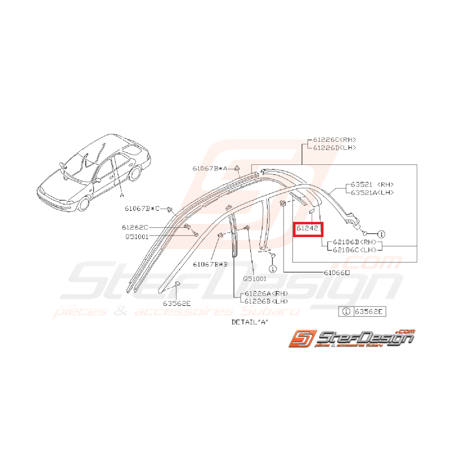 Retenue joint d'étanchéité SUBARU IMPREZA GT 93-00