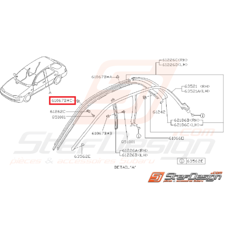 Agrafe joint de porte SUBARU IMPREZA GT 1997