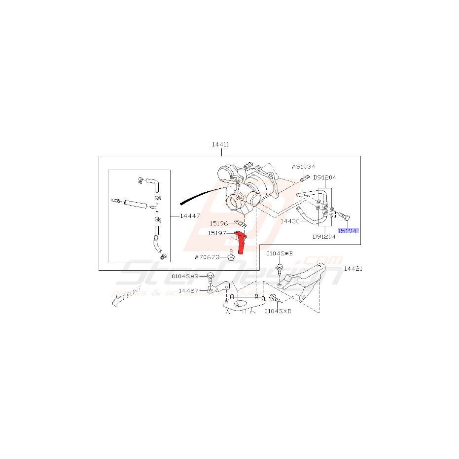 Durite de sortie turbo pour subaru STI 2002