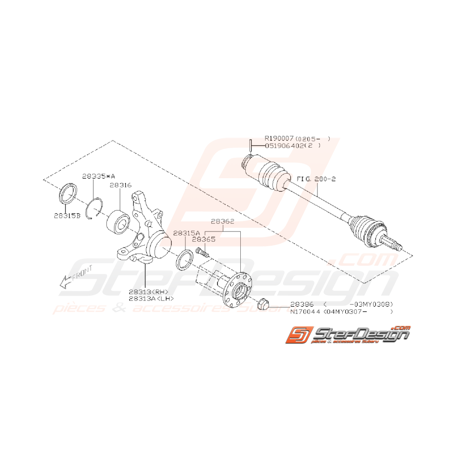 Ensemble Porte Moyeu Avant Subaru WRX STI 2001 - 2004 Ensemble Porte Moyeu Avant Subaru WRX STI 2001 - 2004