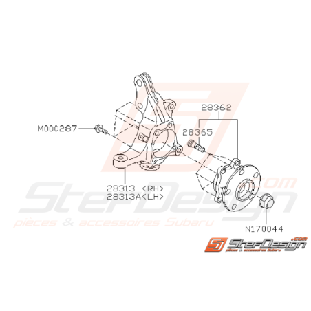 Ensemble Porte Moyeux Avant Subaru STI 2005 - 2007