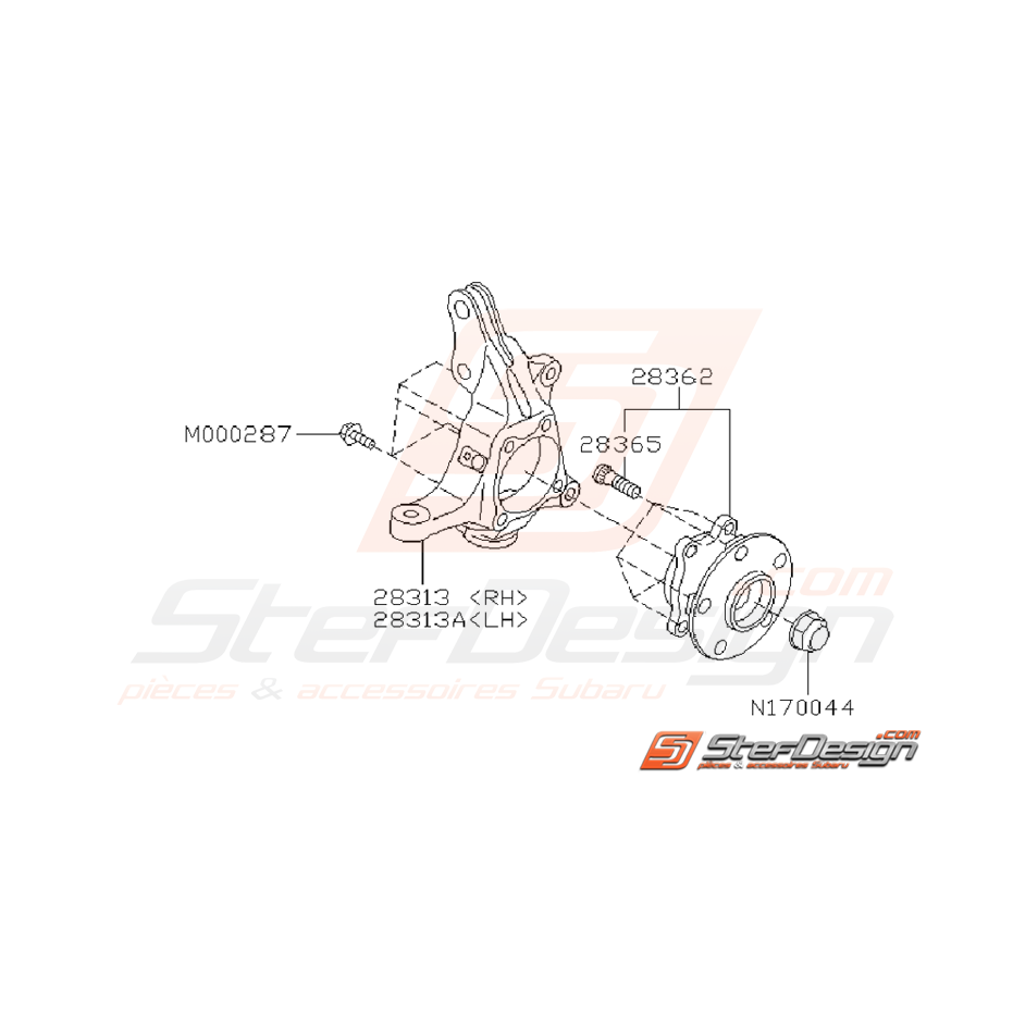 Ensemble Porte Moyeux Avant Subaru STI 2005 - 2007