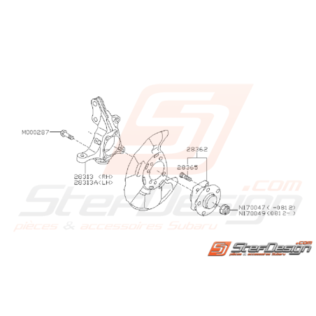 Ensemble Porte Moyeux Avant Subaru STI 2008 - 2014