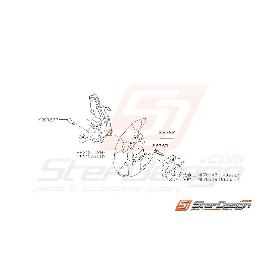 Ensemble Porte Moyeux Avant Subaru STI 2008 - 2014