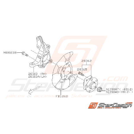 Ensemble Porte Moyeux Avant subaru WRX 2008 - 2011