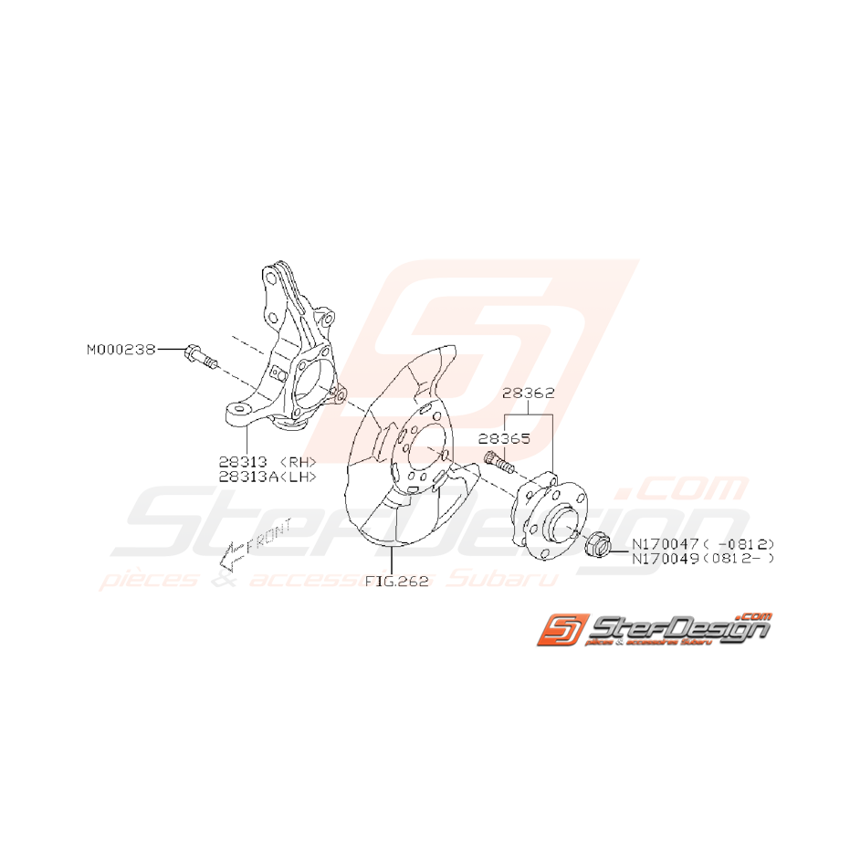 Ensemble Porte Moyeux Avant subaru WRX 2008 - 2011 Ensemble Porte Moyeux Avant subaru WRX 2008 - 2011