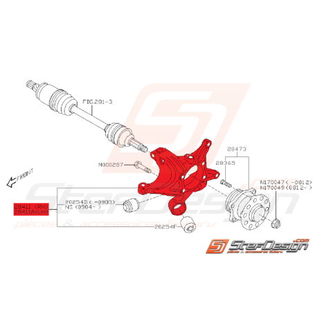 Porte moyeu arrière origine SUBARU WRX 01/04/2009 - 2011