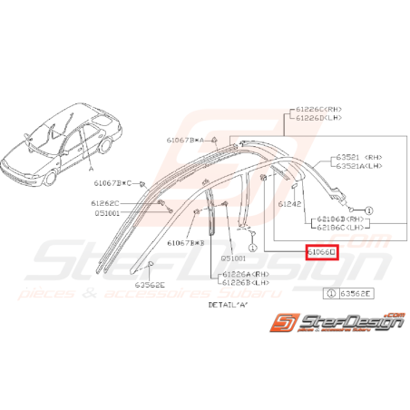 Agrafe bourrelet étanchéité  arrière SUBARU GT 93-00