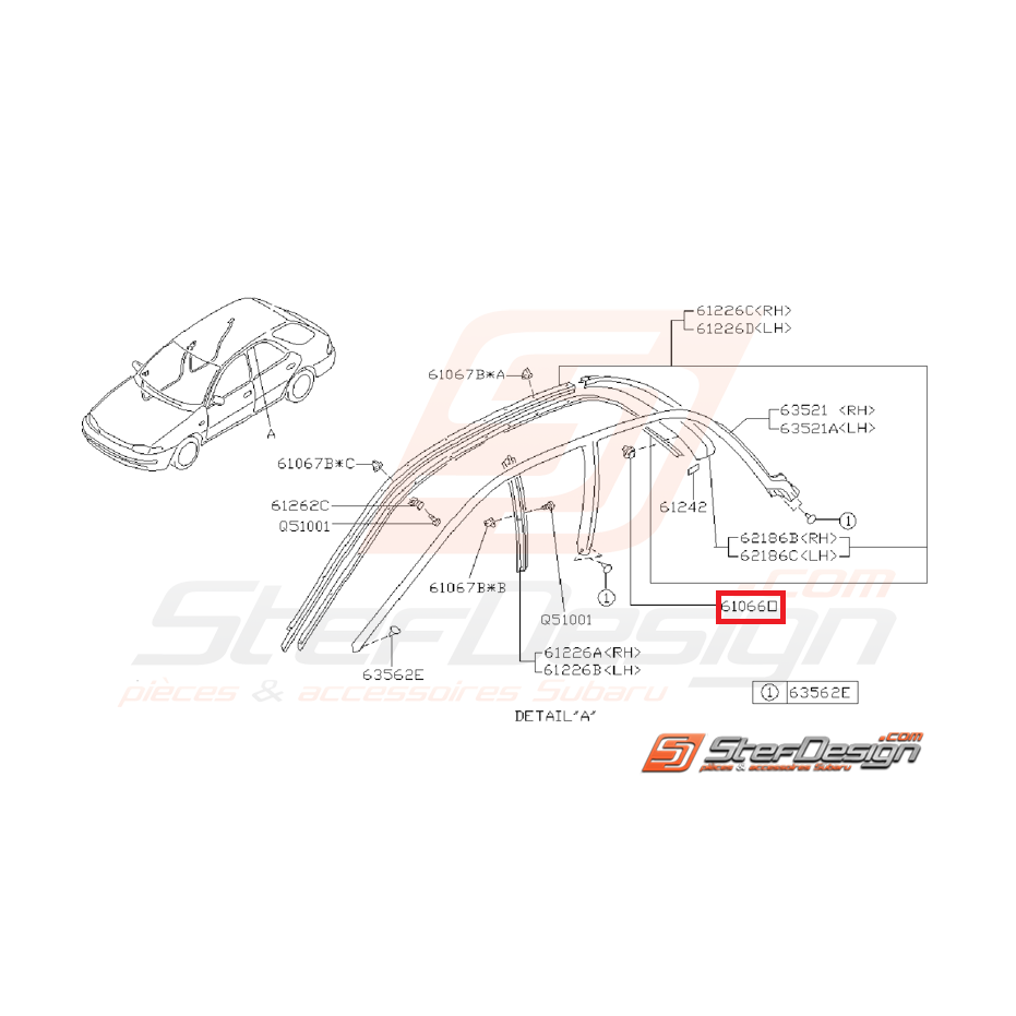 Agrafe bourrelet étanchéité  arrière SUBARU GT 93-00