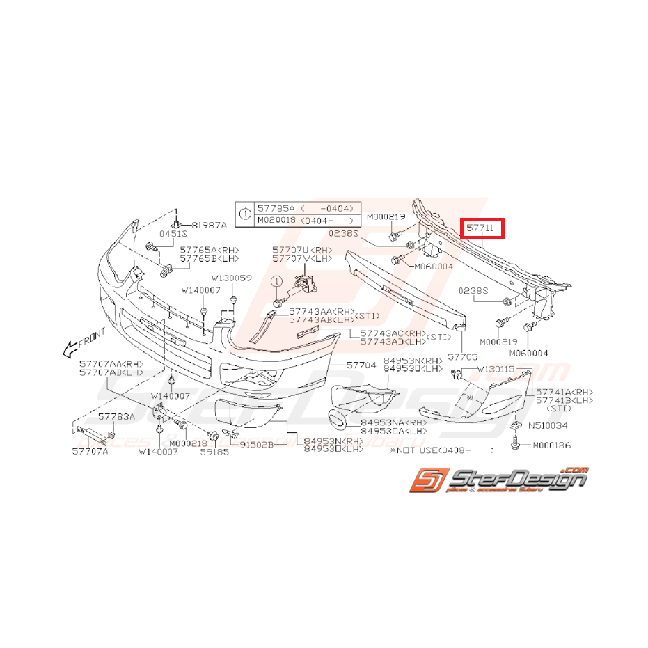 Renfort de pare-choc avant SUBARU WRX/STI 03-05