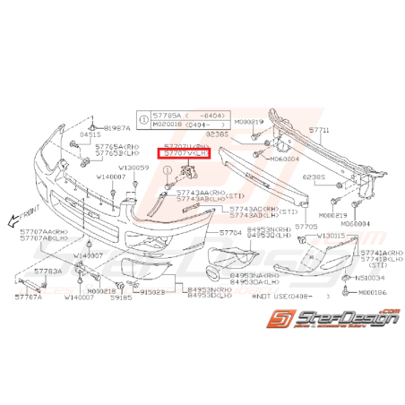 Support supérieur pare choc avant WRX/ STI 03-05