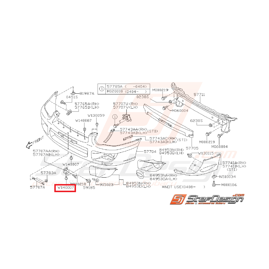 Clips de pare choc avant et arrière WRX/STI 01-14 et BRZ