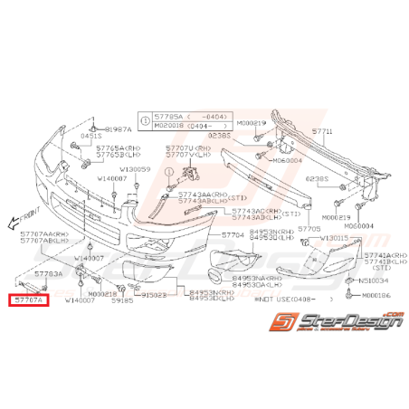 Support plaque d’immatriculation avant SUBARU GT 99-00 WRX/STI 01-05 