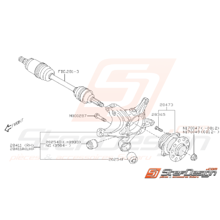 Ensemble porte moyeu arrière WRX 08-11