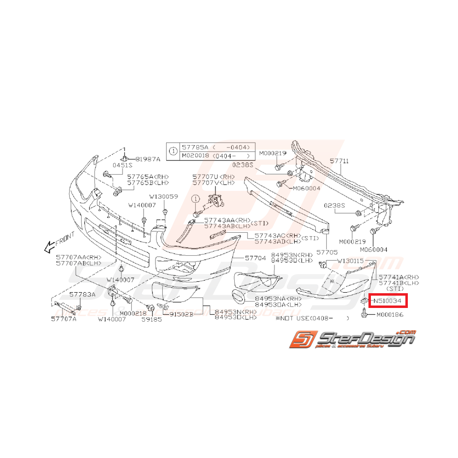 Agrafe de fixation ressort pare-choc avant STI 03-05