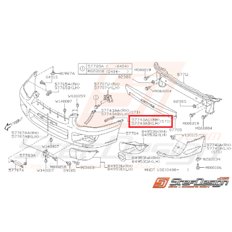 Fixation latérale pare choc SUBARU STI 03-05