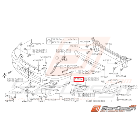 Pare choc avant subaru WRX 2003-2005