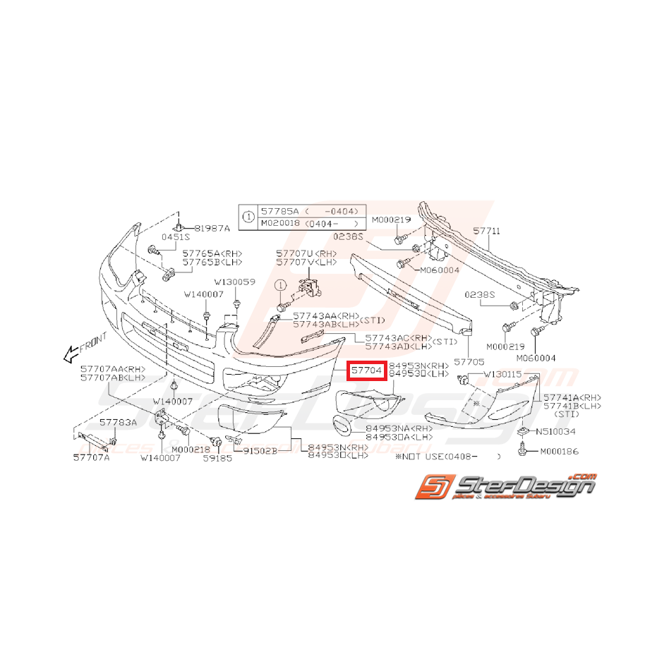 Pare choc avant subaru STI 03-05