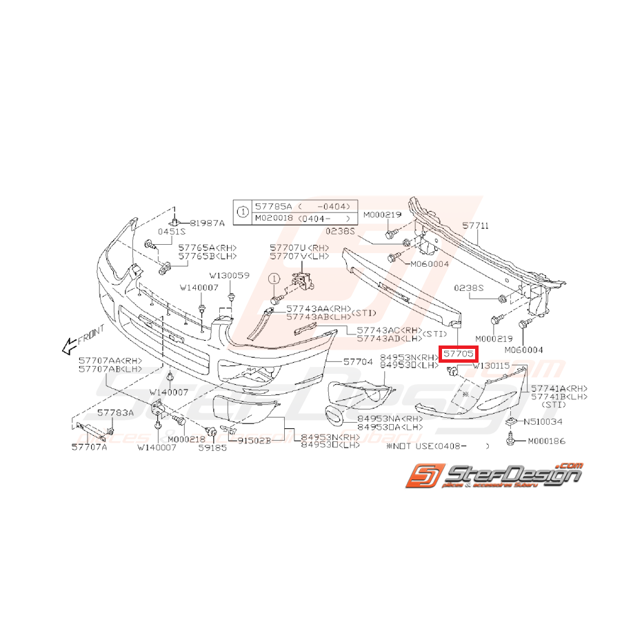 Absorbeur pare-choc avant SUBARU WRX/STI 03-05