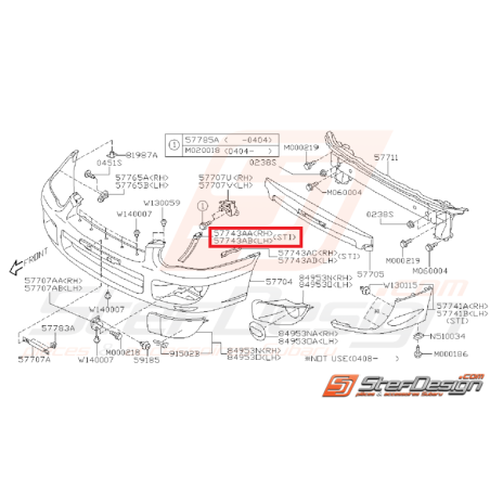 Support supérieur pare-choc subaru STI 03-05