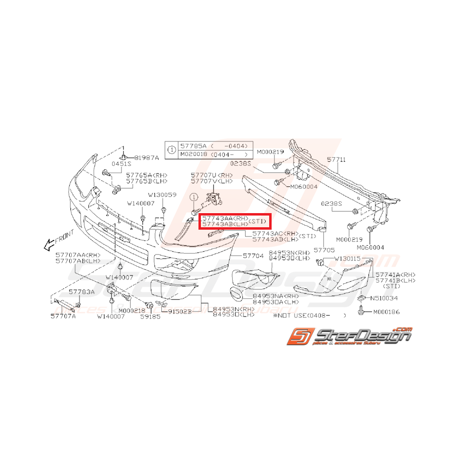 Support supérieur pare-choc subaru STI 03-05