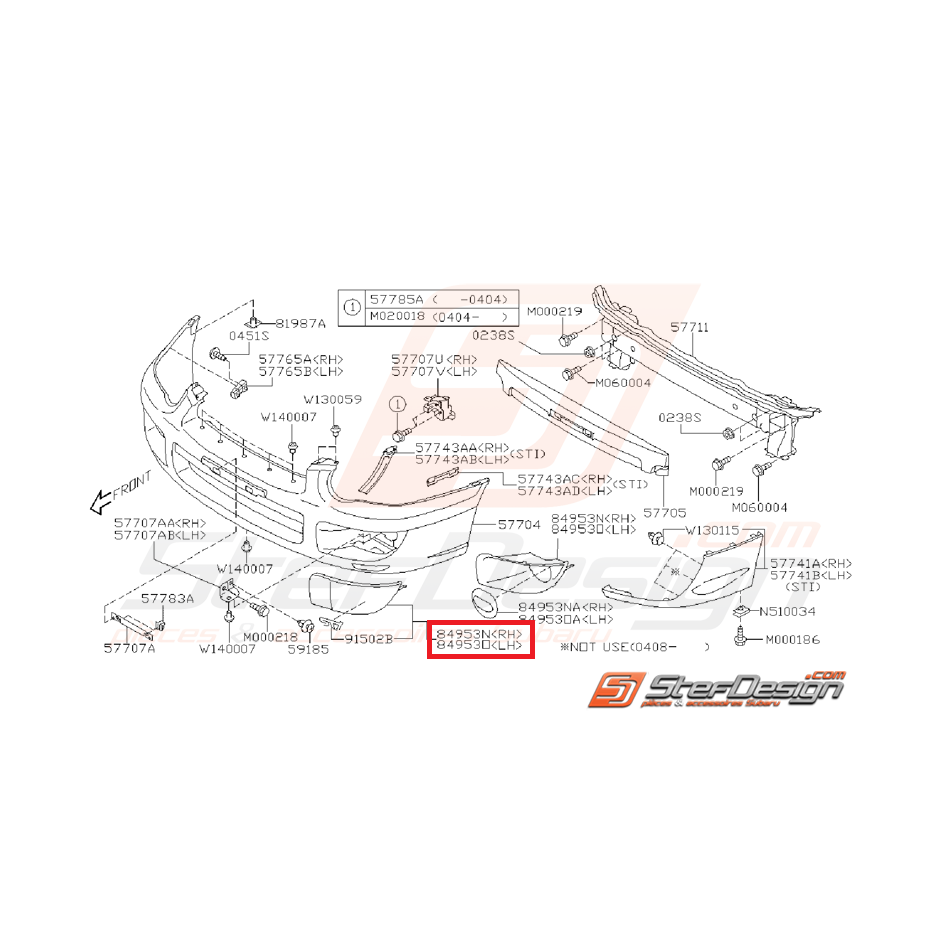 Cache anti brouillard subaru STI 2003-2005
