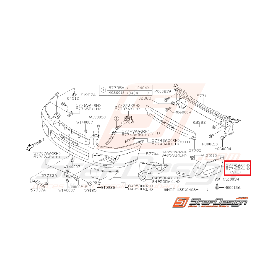 Rajout pare-choc STI coté conducteur 03-05