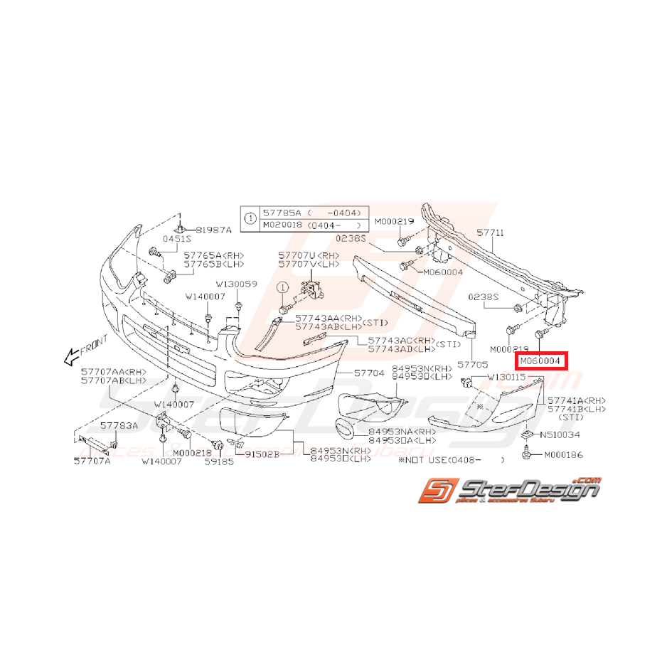 Vis traverse renforcement pare-choc avant WRX 08-14