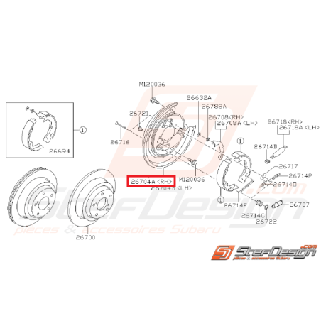 Flasque disque arrière subaru WRX 01-07