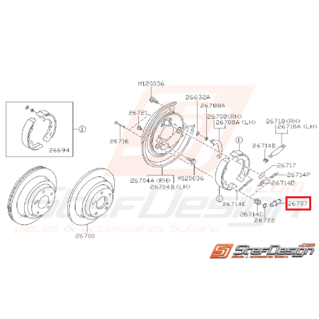 Dispositif réglage frein arrière GT 93-00 STI/WRX 01-07