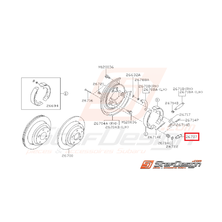 Dispositif réglage frein arrière GT 93-00 STI/WRX 01-07
